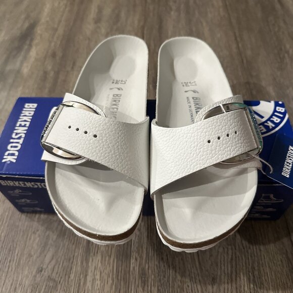 Birkenstock Madrid Big Buckle Sandal White Leather Wms EU 39 US 8-8.5 - Picture 3 of 5